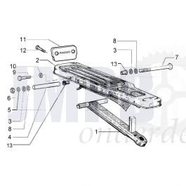 Exploded View Tekening Achterdrager Vespa Ciao