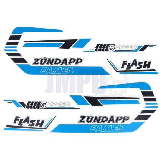 Stickerset Zundapp Famel Flash Blauw/Zwart/Wit