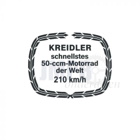 Sticker Kreidler 210KM/H Zwart